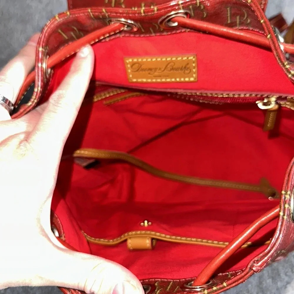 Dooney & Bourke 1975 Murphy Monogram Vintage Red Backpack GUC - Picture 3 of 13